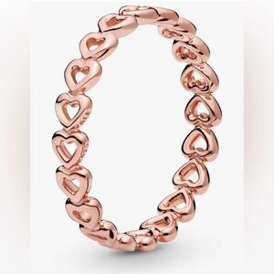 Pandora rose gold linked love heart ring